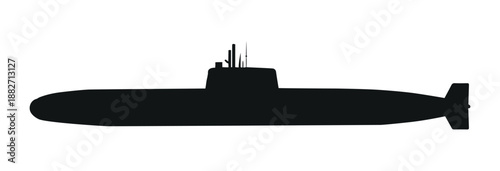 a sleek black silhouette of a submarine on transparent background