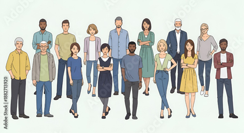 Diverse Human Figures Vector – Standing, Walking, and Relaxed Characters