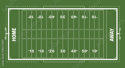 American Football Field Top View Diagram Illustration.