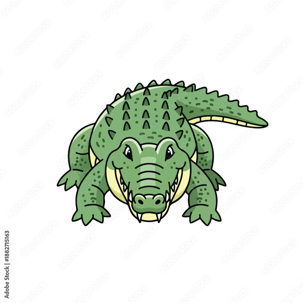 Fototapeta premium Cute Green Crocodile Cartoon Illustration
