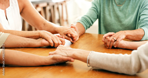 Photography Holding hands, home and women with support, friends and comfort with empathy, grief and prayer