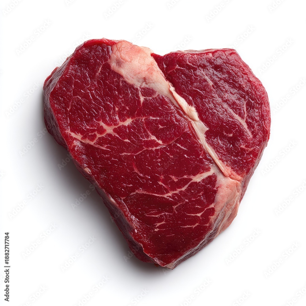 Fototapeta premium Raw beef steak isolated on white background with clear texture