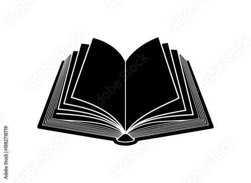 Open Book Illustration in Black and White