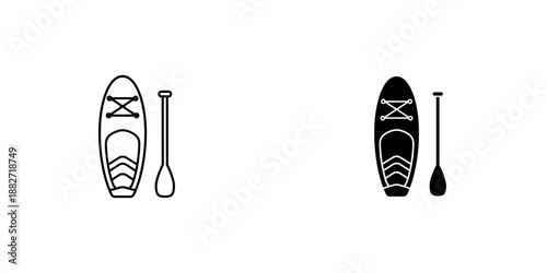 Surfboard and Paddle Icon Set