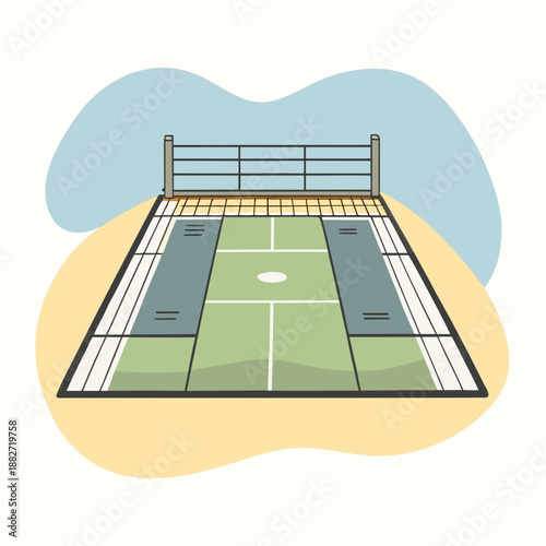 Outdoor Volleyball Court Vector Illustration