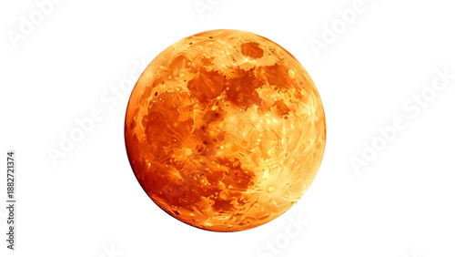 Vibrant orange planet isolated on transparent background