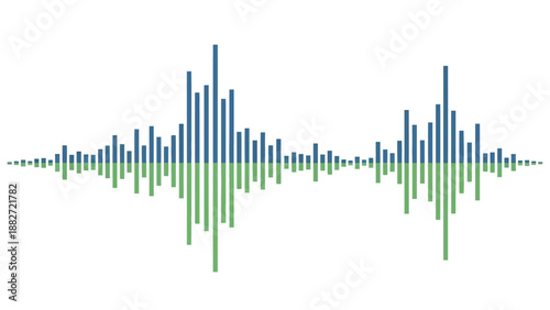 Abstract sound wave visualization with green and blue lines representing audio frequencies