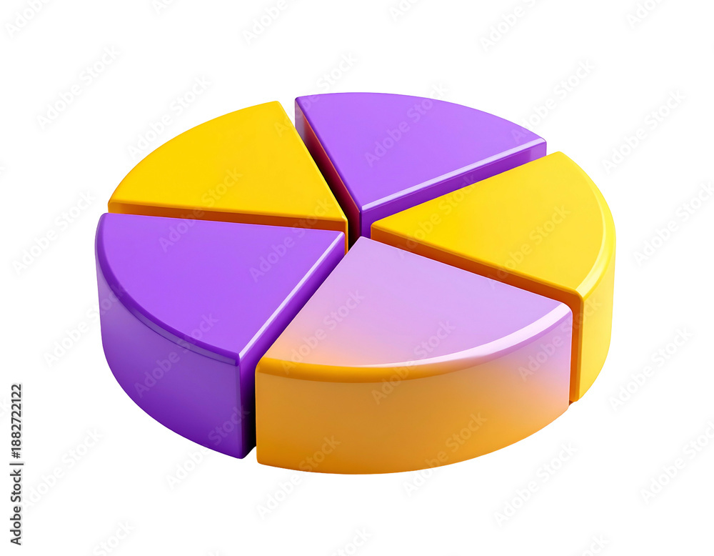 Obraz premium 3D Pie Chart with Colored Segments.