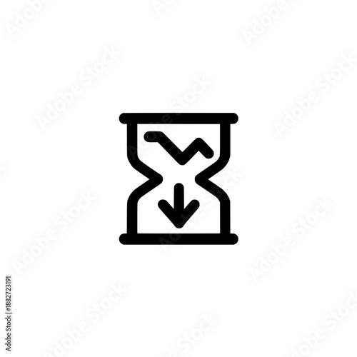 Hourglass Vector Icon Featuring Downward Arrow Symbol for Deadline Pressure Decline and Creative Concept