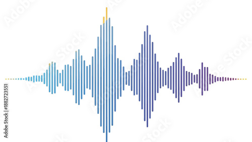 Abstract sound wave visualization with vibrant blue and purple hues, digital audio signal