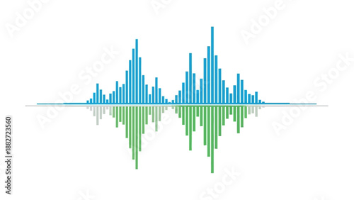 Abstract sound wave visualization with colorful bars on a white background