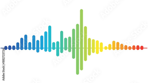 Sound wave visualization in vibrant rainbow colors representing audio frequencies and digital sound