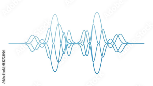 Abstract blue sound wave visualization on a white background