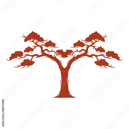 Symmetrical Bonsai Tree Silhouette
