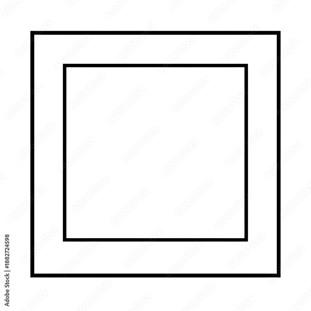 Fototapeta premium Minimalist graphic design featuring concentric square frames with thin white borders on a solid black background, creating a clean and modern visual element for design projects.