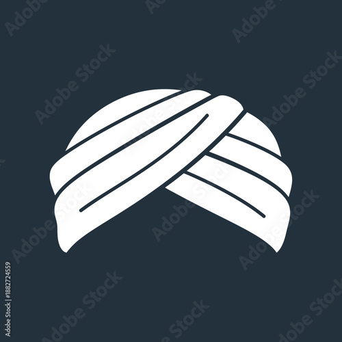 White turban icon with fabric folds.