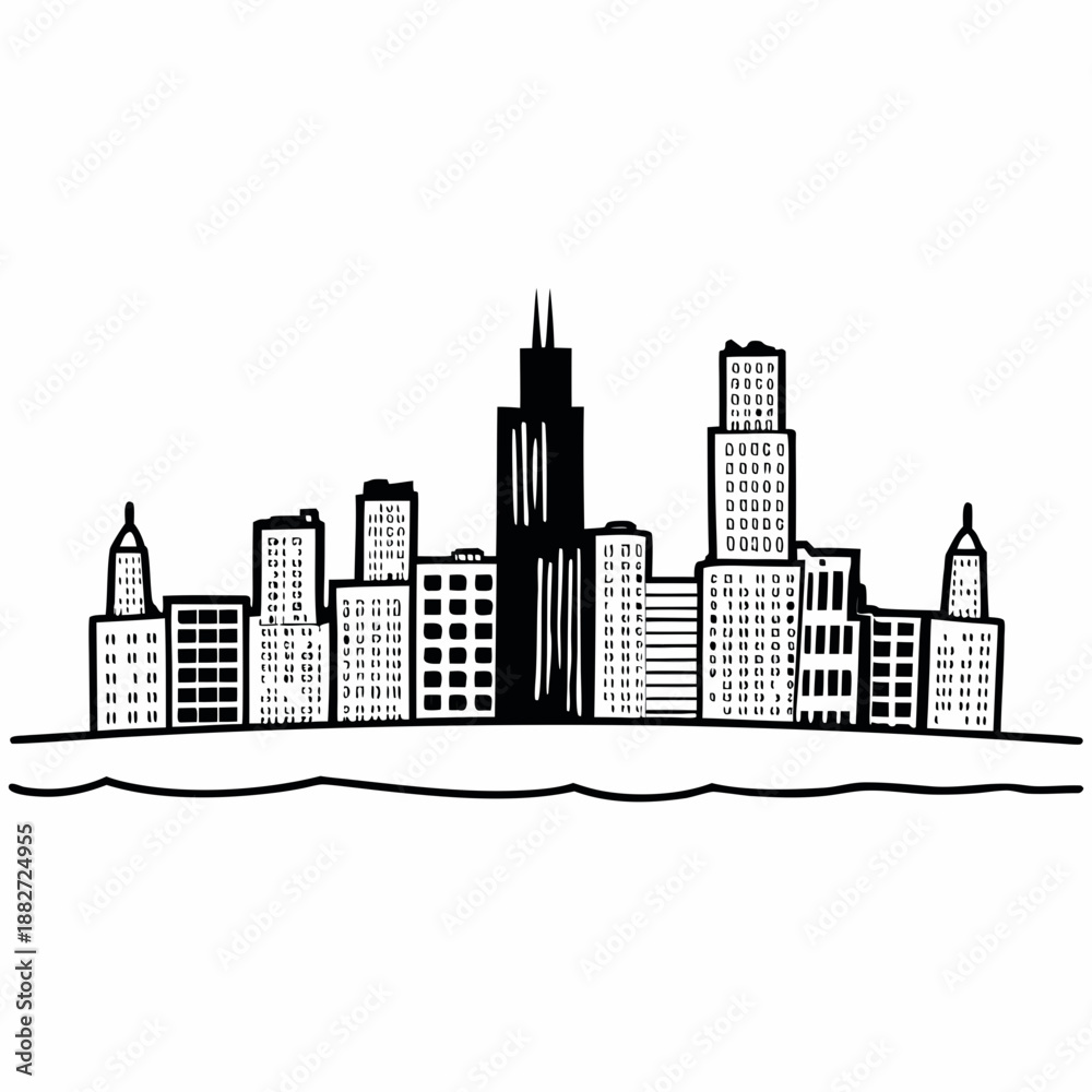 Obraz premium city skyline vector illustration