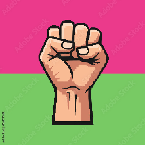 Raised fist symbol of power and resistance.