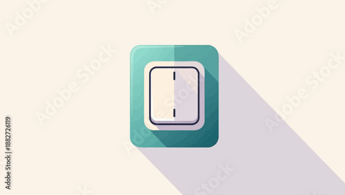 A simple, flat design illustration of a dual-button light switch with a long shadow