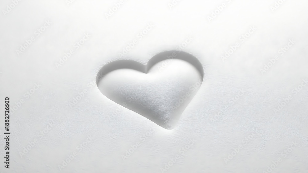 Fototapeta premium Minimalist white heart shape on soft blurred pink background for Valentine's Day love celebration