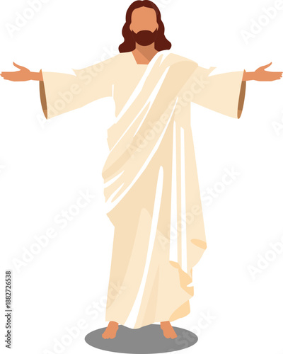 Jesus Christ with Open Arms Cartoon Illustration