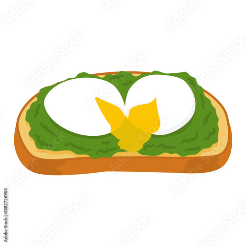 Avocado toast with two poached eggs and runny yolk 