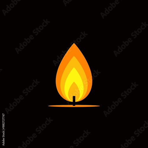 A stylized flame flickers above a wick and base.