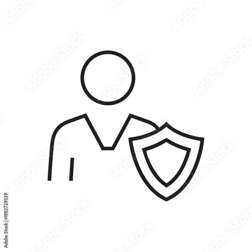 Compliance manager icon. Regulation officer sign. Line design.
