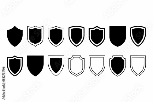 Collection of shield vector icons in various shapes and styles protection security concept for website design user interface elements safety symbol set defender emblem illustration for antivirus softw