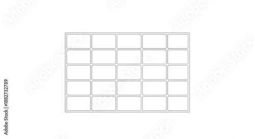 Glossy label sheet with grid pattern isolated on a pristine white background, showcasing a minimalistic design for versatile use