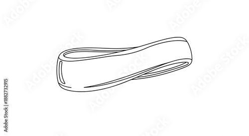 Minimalist black and white illustration of a sweatband strip, elegantly isolated on a pristine white background, showcasing sleek design and simplicity