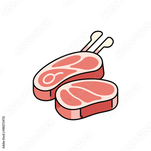 Juicy Tender Veal Chops Illustration