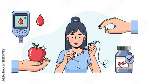 Healthy Lifestyle for Diabetes Management with Monitoring and Medication