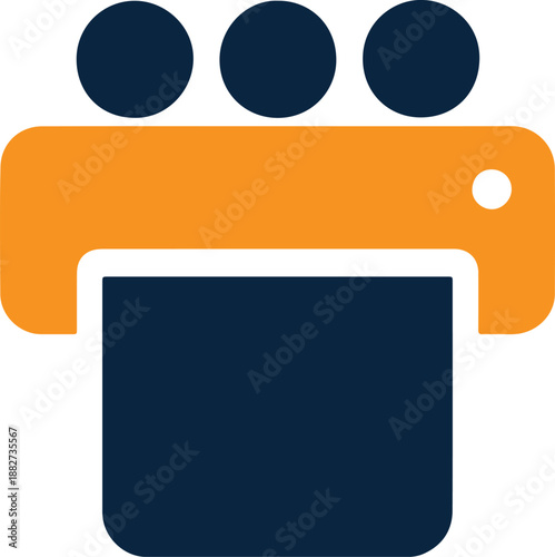 Modern printer icon with three dots representing printing or copying services flat design vector illustration for business and technology concepts