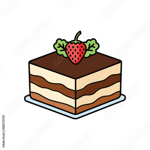 Homemade Tiramisu Cake with Strawberries