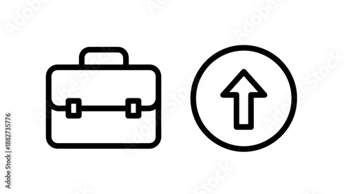 Innovation and technology: icons for a lightbulb with gears representing ideas, and a laptop with tools for a hackathon event.