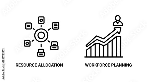 Company valuation and market cap icons symbolizing financial assessment and stock market capitalization
