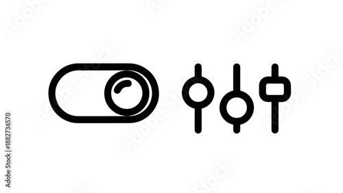 User interface control icons showing a horizontal toggle switch and vertical adjustment equalizer sliders for settings