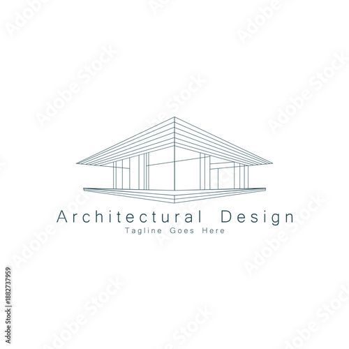 Architecture logo, architectural model, architectural drawing
