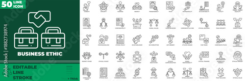 Business Ethic Line Editable Icons set