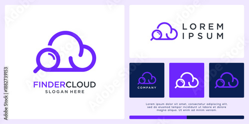 Finder cloud logo design abstract with magnifying.