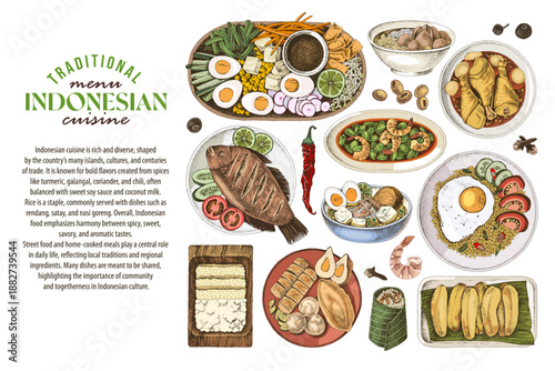 Indonesian traditional food set vector