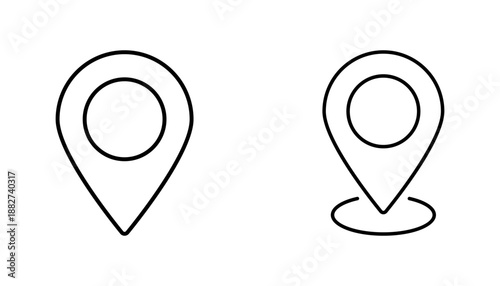 Simple outline location pin icon for map marker and gps navigation applications