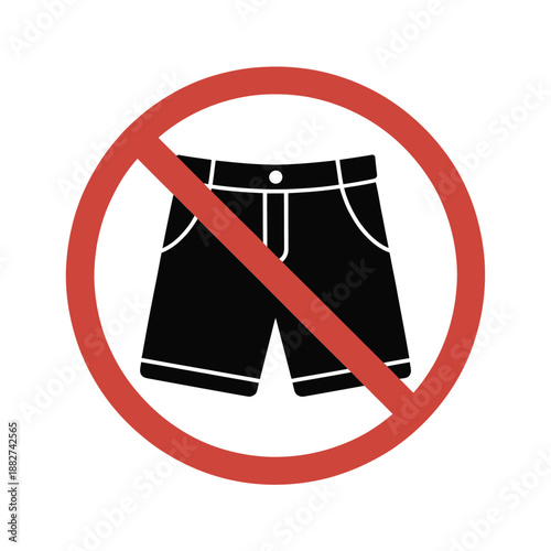 a red circle with a diagonal line prohibiting shorts a clear warning symbol