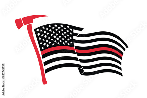 american flag design featuring a firefighter s axe honoring first responders