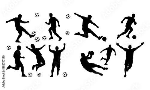 Diverse soccer fan silhouettes celebrating goals