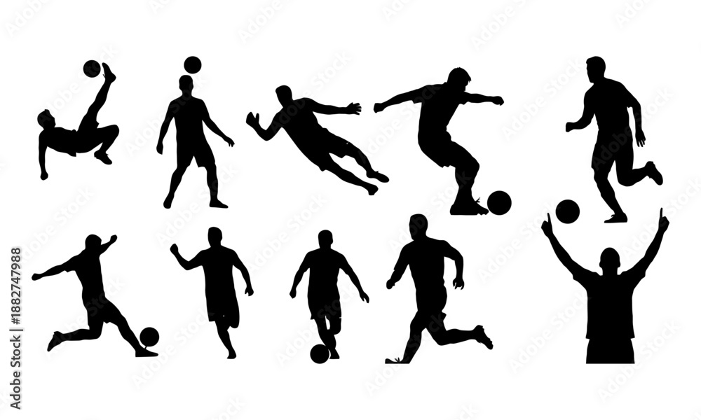 Fototapeta premium Dynamic soccer silhouettes collection