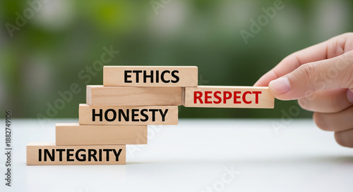 Building blocks of character: integrity, honesty, ethics, and respect are essential values