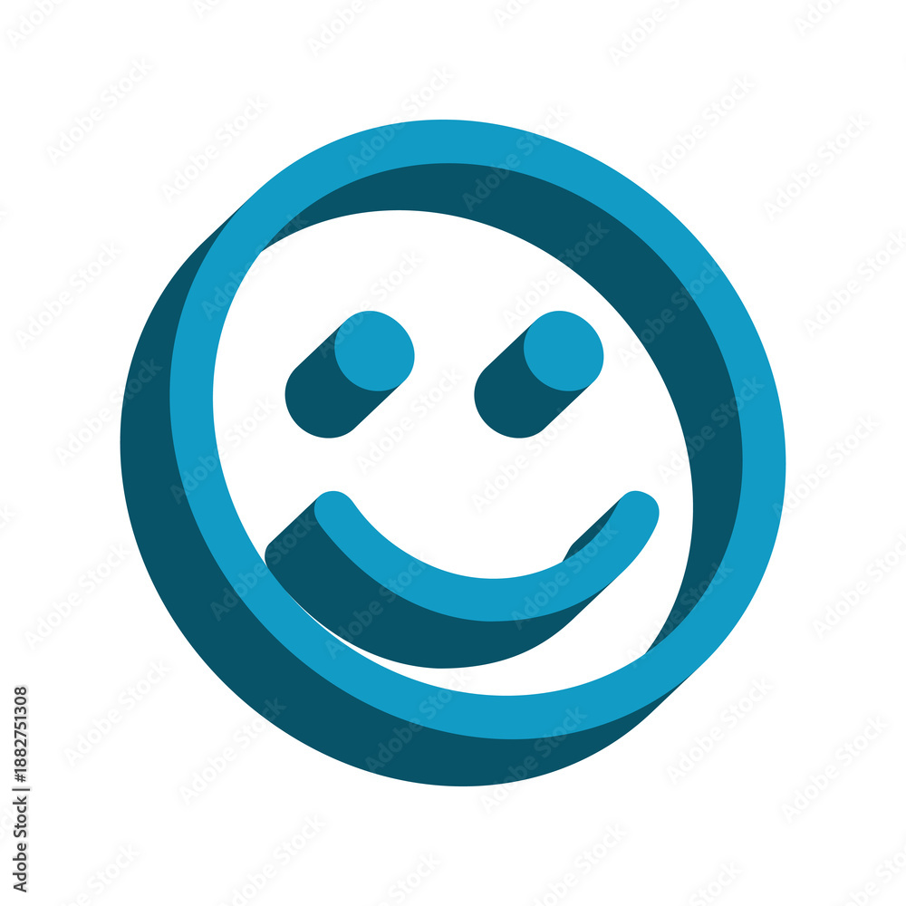 Fototapeta premium 3D Smiley Face Icon – Happy Emoji, Positive Emotion and Feedback Symbol