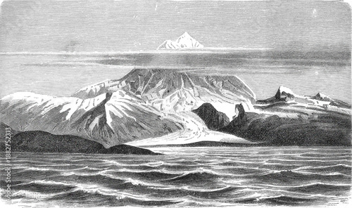 Billede på lærred Monte Sarmiento peak with glacial cover and dramatic cloud formations in Tierra